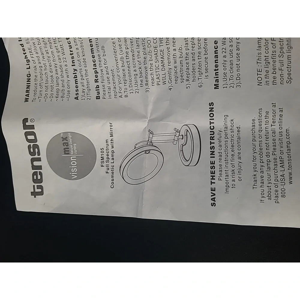 Tensor Full Spectrum Cosmetic Lamp With Magnifying 10X Mirror FSM 105